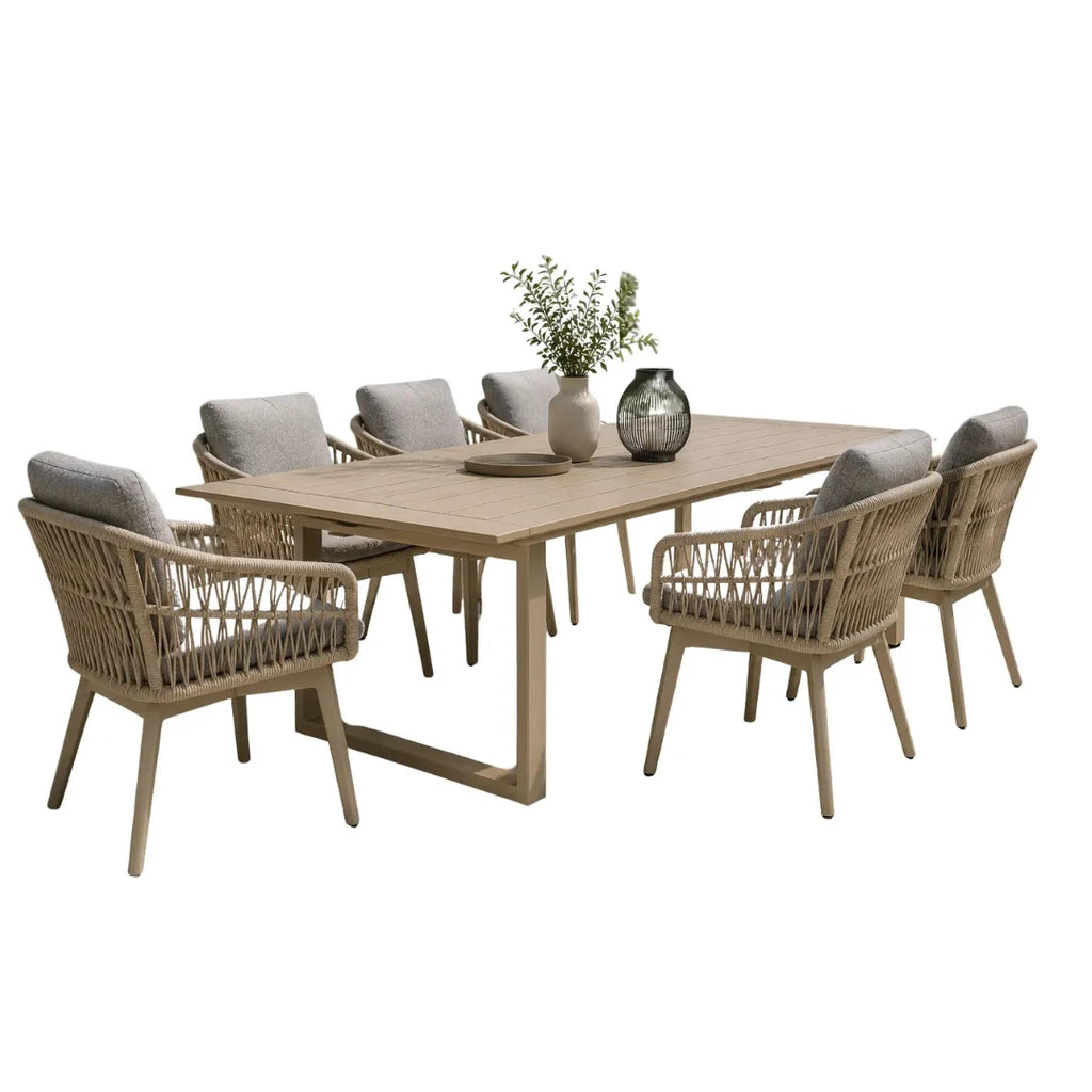 Aluminiowy zestaw stół +6 krzeseł ogrodowych kolor WOOD