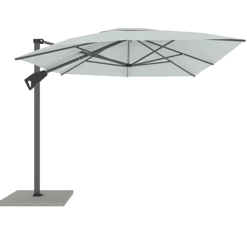Parasol ogrodowy 3m x 3m szary z marmurową podstawą