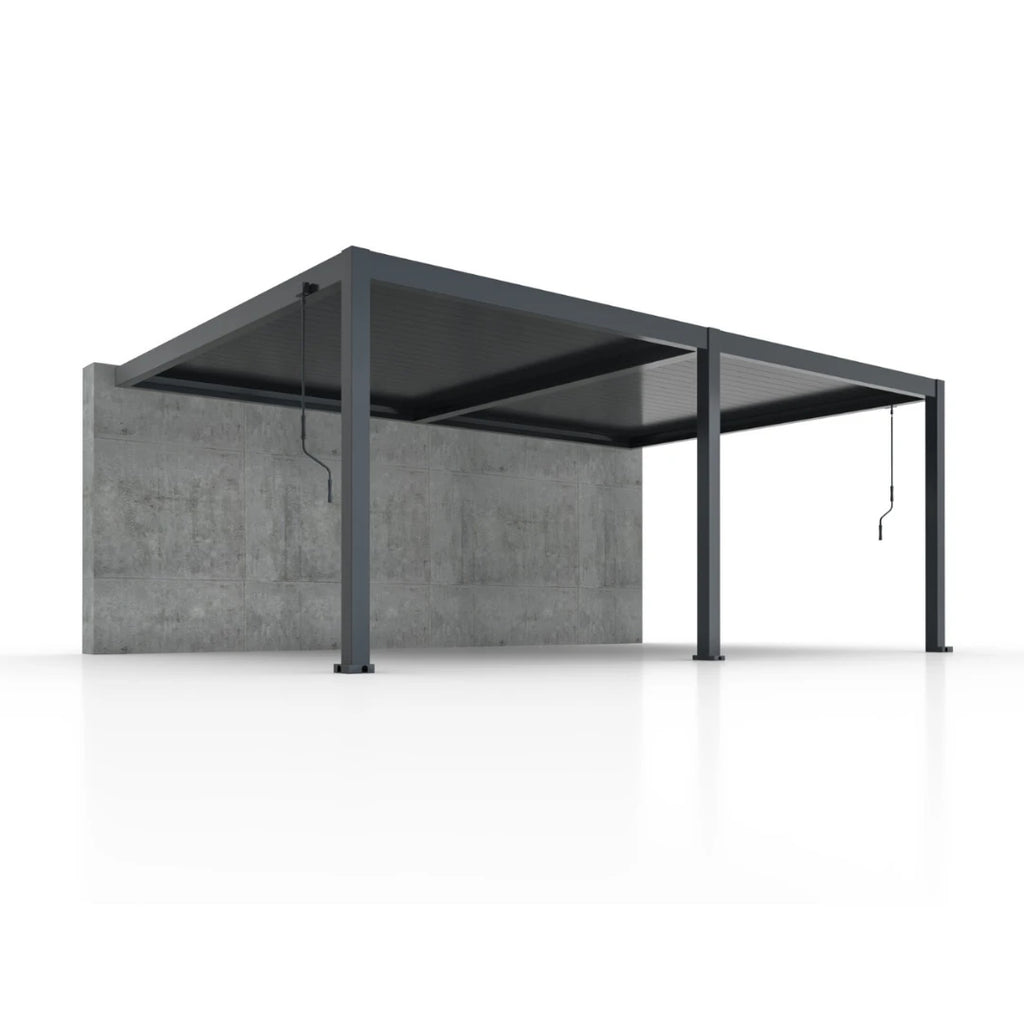 BASE Wall-Mounted Garden Pergola, 6 x 4 m, Anthracite, with Manual Louver Adjustment