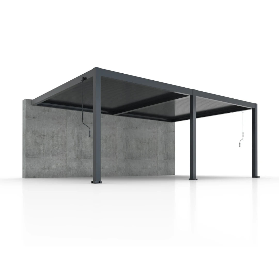 Pergola Ogrodowa przyścienna BASE 6 x 4 m antracytowa z manualną regulacją lameli
