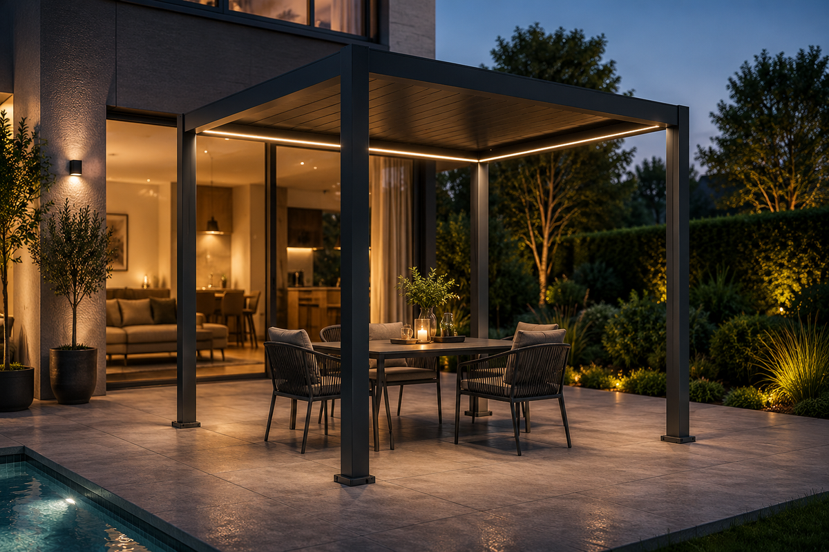 Pergola ogrodowa BASE 3 x 3 m antracytowa z elektryczną regulacją lameli