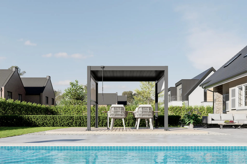 Pergola ogrodowa BASE 3 x 3 m antracytowa z manualną regulacją lameli
