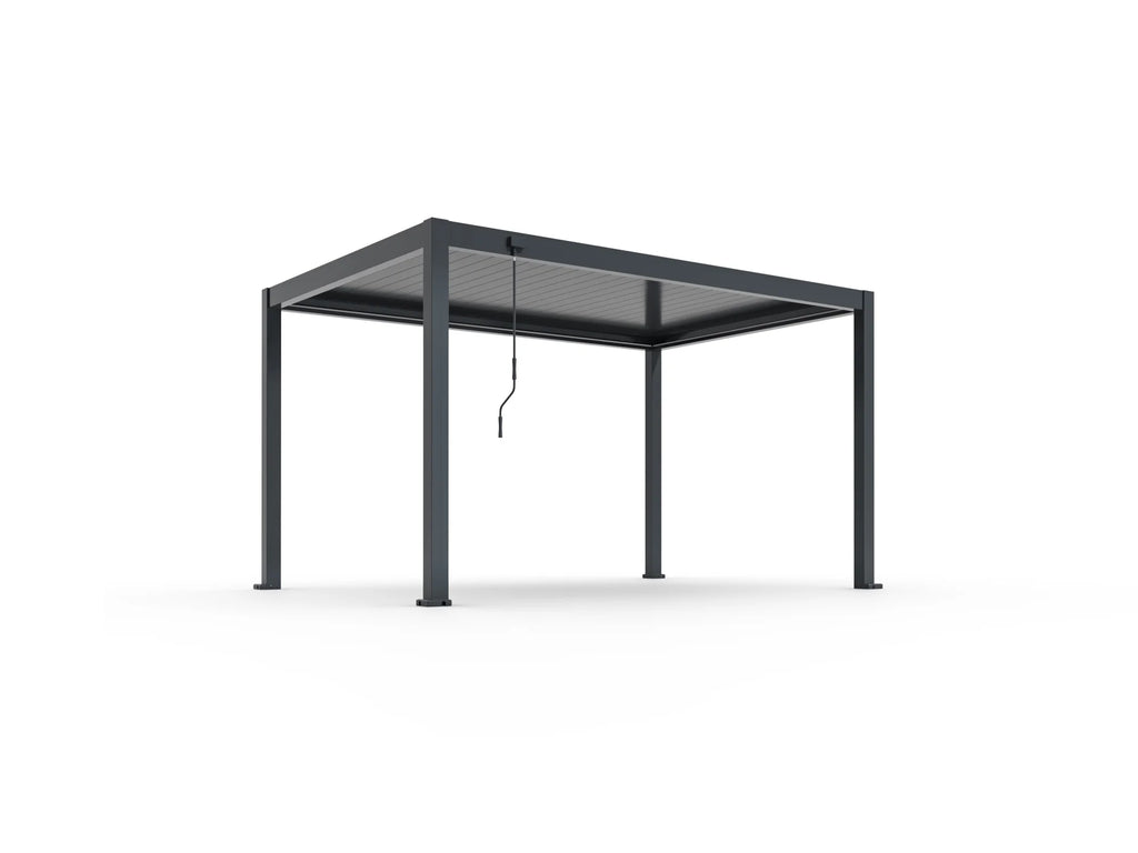 Pergola ogrodowa BASE 4 x 3 m antracytowa z manualną regulacją lameli oraz roletami