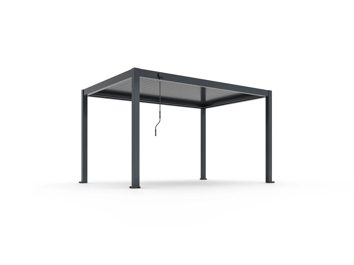 Pergola ogrodowa BASE 4 x 3 m antracytowa z manualną regulacją lameli oraz roletami