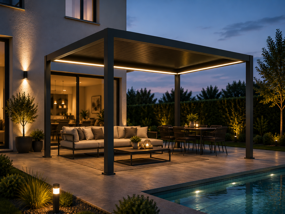 Pergola ogrodowa BASE 4 x 3 m antracytowa z elektryczną regulacją lameli