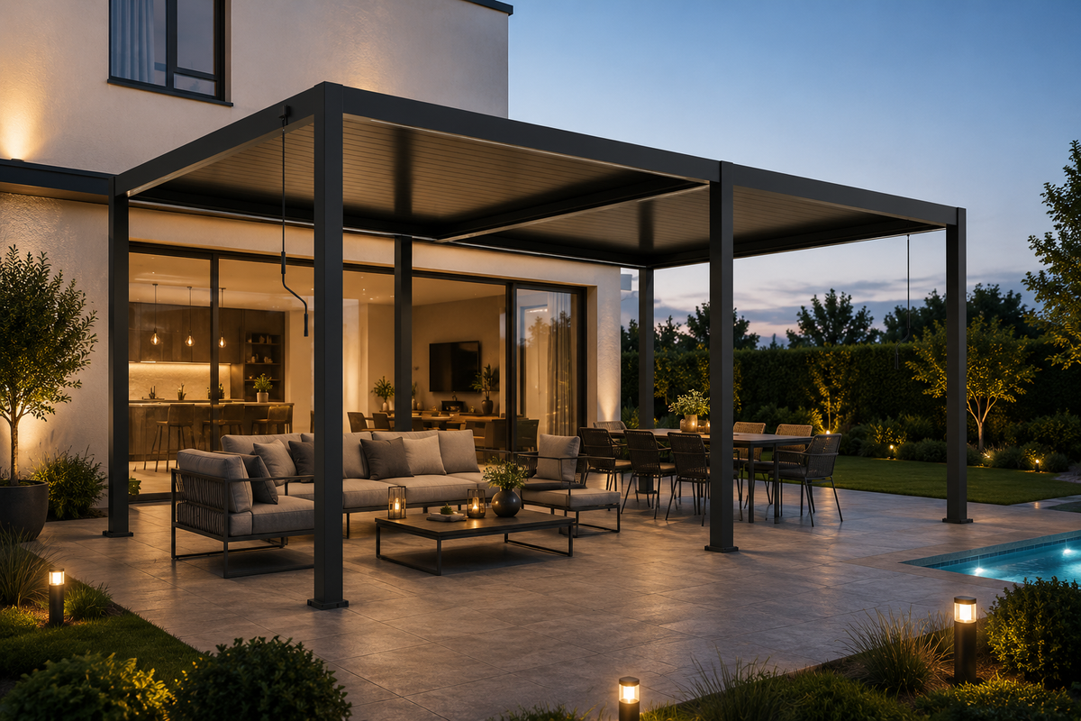 Pergola ogrodowa BASE 6 x 4 m antracytowa z manualną regulacją lameli
