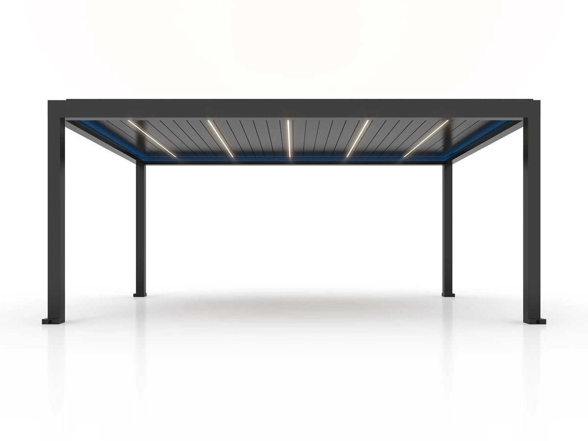 Pergola ogrodowa LUX 6 x 4 m czarna z elektryczną regulacją lameli