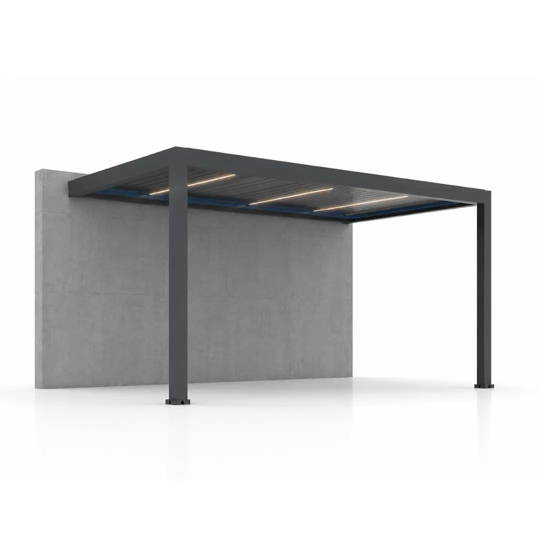 Pergola ogrodowa przyścienna LUX 4 x 3 m antracytowa z elektryczną regulacją lameli
