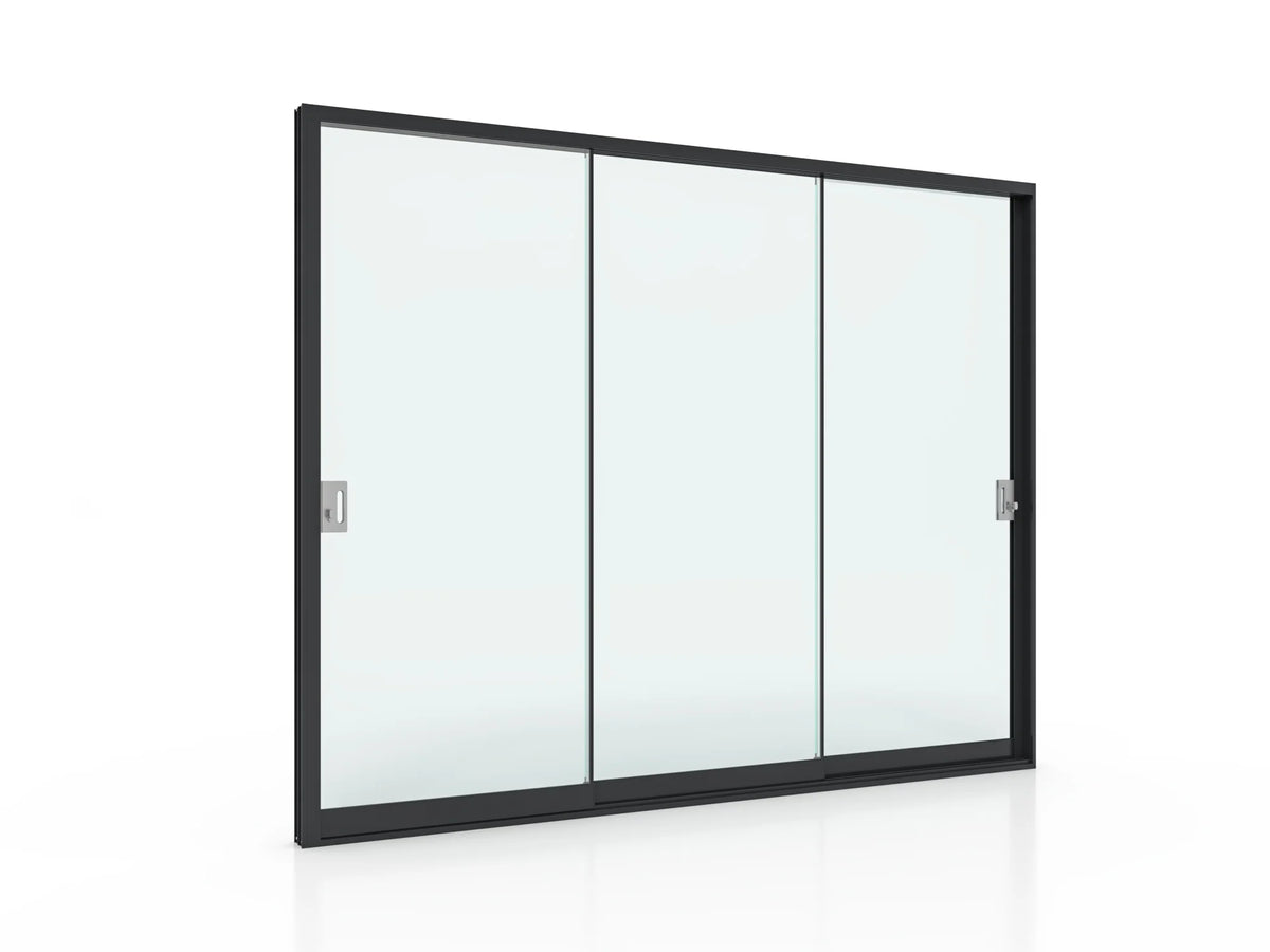 Szklane drzwi przesuwne do pergoli LUX na ścianę 3 m antracytowe